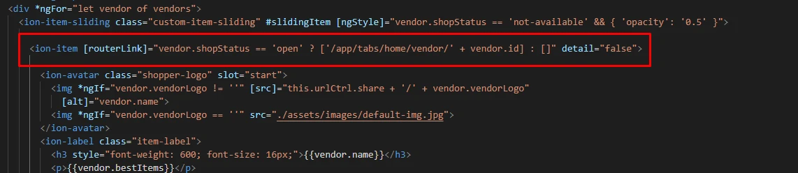 Conditionally add RouterLink or other attribute directives to an element in Ionic framework/angular